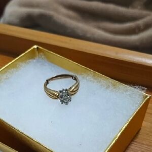 Diamond 14k Gold Ring With 10 Diamonds,  size 6